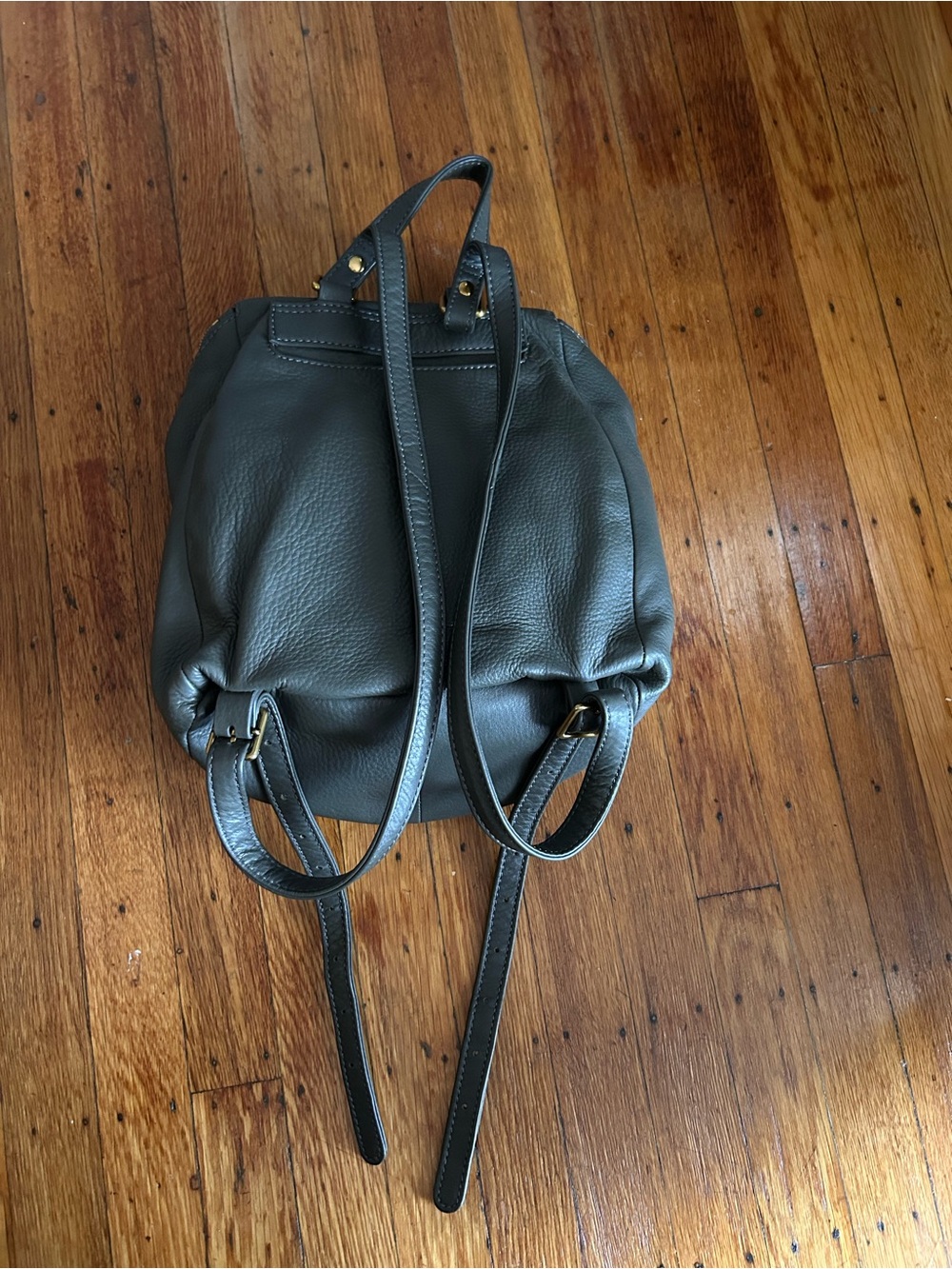 Hobo International River Backpak Pebbled Leather Gray Adjustable - Picture 6 of 9